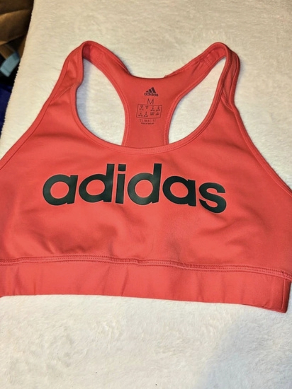 adidas Medium Support Linear Logo Sports Bra Red Medium
